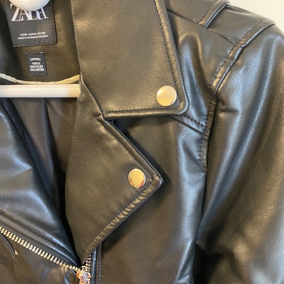 Zara FAUX LEATHER BIKER JACKET - Picture 3 of 5